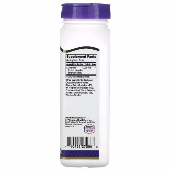21st Century, L-Arginine, 1,000 mg, 100 Tablets - Image 2