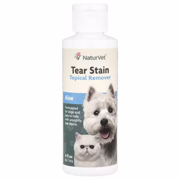 NaturVet, Tear Stain, Topical Remover, Aloe, For Dogs & Cats, 4 fl oz (118 ml)