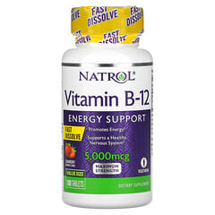 Natrol, Vitamin B-12, Fast Dissolve, Maximum Strength, Strawberry, 5,000 mcg, 100 Tablets - Image 3