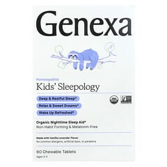 Genexa, Kids' Sleepology, Organic Nighttime Sleep Aid, Ages 3-11, Vanilla Lavender, 60 Chewable Tablets - Image 4