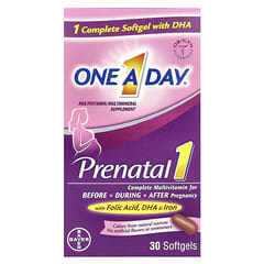 One-A-Day, Prenatal 1 with Folic Acid, DHA & Iron, Multivitamin/Multimineral Supplement, 30 Softgels - Image 5